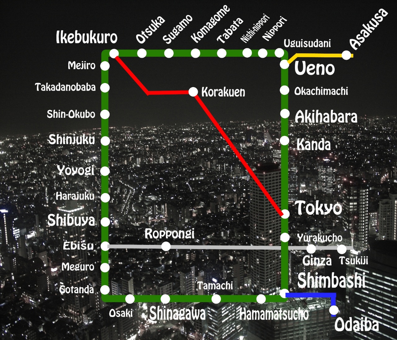 Yamanote-Sen Tokyo Karte