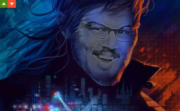 Collage aus Titelbild des Spiels Replaced mit einem M! Games Redakteur.