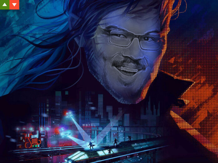 Collage aus Titelbild des Spiels Replaced mit einem M! Games Redakteur.
