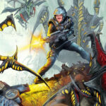 Collage aus Artwork Starship Troopers Ultimate Bug War und M! Redakteur Gesicht