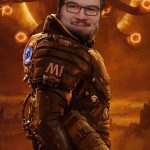 Saros Artwork mit Redakteurs-Gesicht