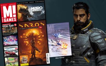 Titelbild M! Games 393 plus Abo-Cover und Protagonist aus dem Spiel Saros