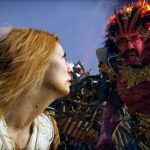Screenshot Youtube Story Trailer God of War Laufey mit Redakteursgesicht.